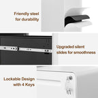 2 Drawer File Cabinet with Lock and 4 Keys, Mobile Metal Filing Cabinet, File Cabinets for Home Office, Under Desk, Pre-Assembly, File Drawer, Letter/Legal/A4 Hanging File Folders