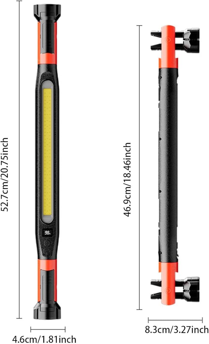 Magnetic Work Light Bar - Cordless, Rechargeable, 3-Mode LED, Waterproof - Under Hood Mechanic Light for Mechanic, Car Repairing, Garage, Workshops, Shelves, Vehicles