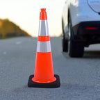 6 Pack 28 Inch Orange Traffic Cones with Reflective Bands, Heavy Duty Black Base Safety Cones for Road Work, Event Traffic and Outdoor Security (6, Orange, 28 Inch)