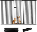 Lumizone Extra Tall Cat Gate 55.12" High Pressure Mounted Extra Wide 2025 New (17 Sizes) 1.37" Gap No Drilling Auto-Close One-Handed Operation Tall Pet Gate for Dogs(Black, 55.12" H x 88.58"-92.71" W)