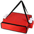 Insulated Pizza Delivery Bag with 4 Cup Holders, 24" x 6" Pizza Warmer Bag for Hot Pizza/Drinks, Pizza Carrier for Events, Large Food Delivery Carrier for Transport/Shopping/Catering, Red