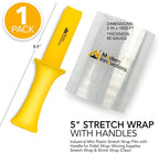 Mini Stretch Wrap 5 Inch Plastic Stretch Film for Pallet Wrap - Stretch Wrap for Moving Supplies - 5 Inch x 1000 Feet, 70 Gauge, 1 Pack with Handle