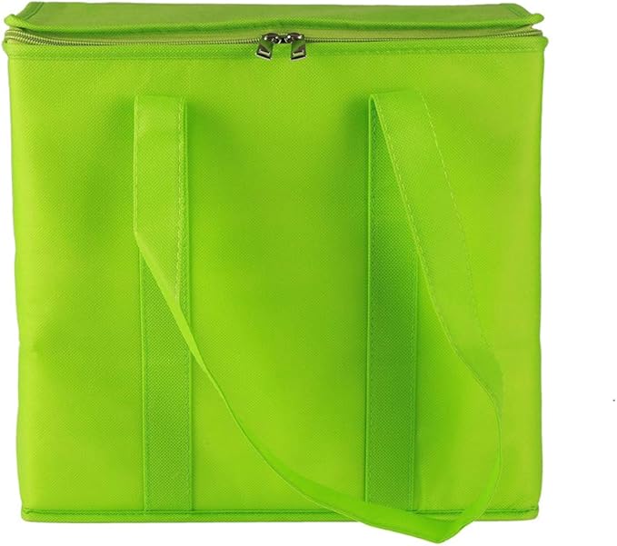 Ezek Reusable Insulated Grocery Bags in Green, Stand Upright, Double The Sturdy Zipper, Eco-Friendly Heavy Duty Non-Woven Reinforced Bottom & Handles.
