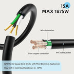 EP 3 Ft Extension Cord - 12/3 SJTW Heavy Duty Black Extension Cable with 3 Prong Grounded Plug - Power Cord for Lawn, Garden, Appliances