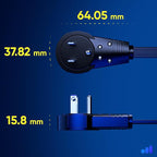 Maximm Cable 15 Ft 360° Rotating Flat Plug Extension Cord/Wire, 16 AWG Multi 3 Outlet Extension Wire, 3 Prong Grounded Wire - Black - UL Certified