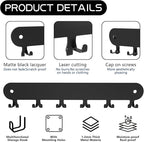 2 Pack Key Holder for Wall,Key Hooks,Key Holder Wall Mount Self Adhesive, Key Rack Wall Mount for Wall No Drill for Living Room, Kitchen, Bathroom, Garage (Black, 12 Hooks)