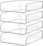 Stackable Paper Trays, 4 Tier Desk File Organizer, Document Letter Tray for Office Supplies, Magazine