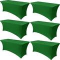 Obstal 6 Pack Stretch Spandex Green Table Covers for 6 Foot Tables - 6 FT Universal Rectangular Fitted Tablecloth Protector for Wedding, Banquet, Party, 72 Length x 30 Width x 30 Height Inches