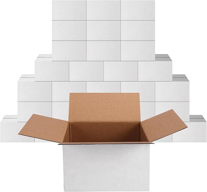 5x5x3 Shipping Boxes Set of 30, White Corrugated Cardboard Box for Mailing Business Packaging