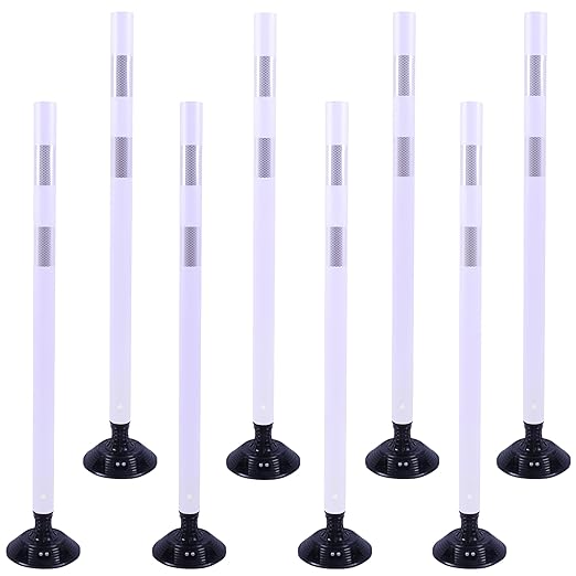 OrangeStar 8 Pack Delineator Post 48" White Traffic Delineator Cones with Fixable Base for Road Safety, Parking Lots