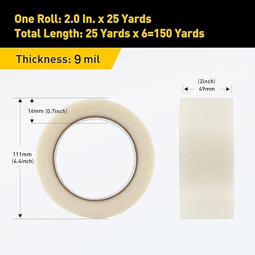 Lichamp 6 Rolls Clear Duct Tapes Heavy Duty, Waterproof No Residue Clear Duct Tape for Packaging Taping Sealing Repairing Tying, Thick & Wide Tape for DIY or Commercial Use, 2 Inches x 25 Yards