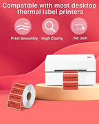 iEager 2x1 Inch Thermal Labels, Red Rectangle Thermal Printer Stickers, Durable Shipping Label Printer Sticker for Barcode, Name, Address, 1000 Labels/Roll