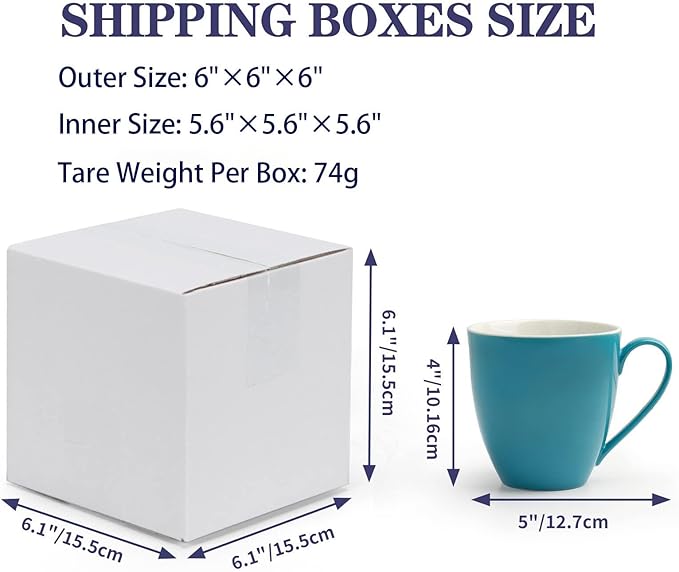 6x6x6 Shipping Boxes for Small Business,40 Pack White Corrugated Cardboard Box for Packaging, Mailing, Storage