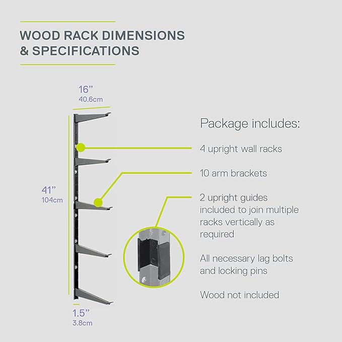 Delta Heavy Duty Lumber Storage Rack Cycle, Holds Up To 800 lbs - Easy to Install Wood Storage Rack With Fully Adjustable Arms - Steel Construction Storage Solution For Garage, Basement & Pantry