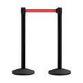 Crowd Control Warehouse CCW Series RBB-100 - Set of 2 Stanchions with Retractable Belts - 11 Foot Red Belt, Black Post - Retractable Line Barrier, Crowd Control Stanchion