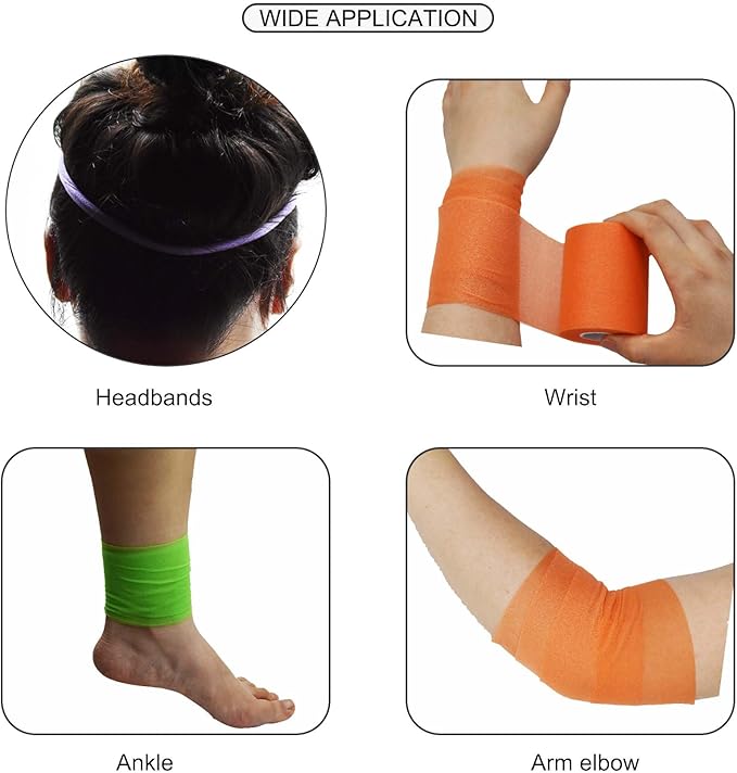 12 Packs Pre Wrap Tape, 11 Colors 2.76 Inch x 11Yards Prewrap Athletic Tape for Soccer,Foam Sport Underwrap, Underwrap Bandage for Wrists Ankles Prewrap Headbands for Hair (Rich Color)