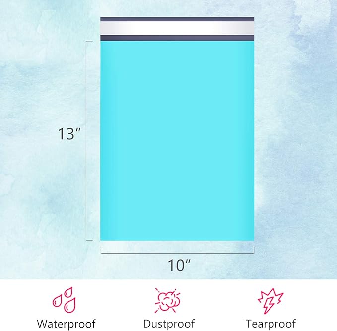 UCGOU Poly Mailers 10x13 Inch Teal 200 Pack Shipping Bags #4 Strong Mailing Envelopes Boutique Packaging Postal Self Seal Adhesive Waterproof and Tear Proof Small Business for Clothes Books