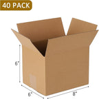40 pack 8x6x6 inch Cardboard Box Mailers, Kraft Corrugated Mailer Cardboard Shipping Boxes For Small Business, Mailing, Packing and Storage