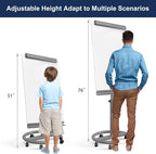 TSJ OFFICE Mobile Standing Whiteboard - 40 x 26 Inches Dry Erase White Board Tripod Whiteboard with Rolling Stand Flipchart Easel Height Adjustable