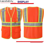 Reflective Safety Vest for Men Women with Multiple Pockets Class 2 High Visibility Mesh Vest Hi Vis Construction Work Vest,Meets ANSI/ISEA Standards(EK1-178-Orange-XL)