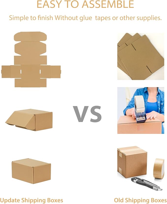 Trwcrt Shipping Boxes 6x4x3 Set of 20, Corrugated Cardboard Box for Packing Small Business, Brown
