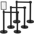 Geelin 6 Pack 6.6ft Heavy Duty Crowd Control Stanchions Stainless Steel Stanchion Set with Safety Barrier Post with Retractable Belt and Sign Holder Crowd Control Barrier