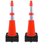 OrangeStar 6 Pack 36" Traffic Cones with Weighted Rubber Base, 2 Reflective Collars, Large Safety Cones for Parking Lot, Road Construction, Warehouse, Highway, Weatherproof PVC