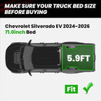 LASFIT Truck Bed Mat for Chevrolet Chevy Silverado EV WT 2024-2026 5.9FT Only (Not Fit RST/LT/2026 Trail Boss) Bed Liner Custom Fit, All Weather Protection TPE Pickup Car Bed Cargo Trunk Liner