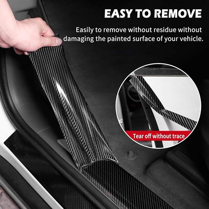 CloudBuyer Universal Car Door Edge Protector, Carbon Fiber 5D Gloss Black Vinyl Wrap Film with Anti-Collision Protection for Most Vehicles (33Ft x 2In, Black)