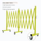 GYMTIME Expandable Metal Barricade, Flexible Mobile Safety Barrier, Folding Security Gate with Casters, Adjustable Traffic Temporary Fence for School, Shopping Mall, 16 Feet, Matte Yellow