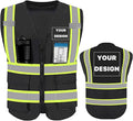 YOWESHOP High Visibility Reflective Safety Vest with Pockets Custom Your Logo Safety Workwear