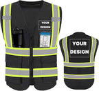 YOWESHOP High Visibility Reflective Safety Vest with Pockets Custom Your Logo Safety Workwear