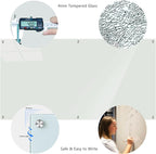 Large Glass Dry Erase Board, 96 x 48 Inches Magnetic Glass Whiteboard for Wall, 8' x 4' Frameless White Board for Office, Home, School
