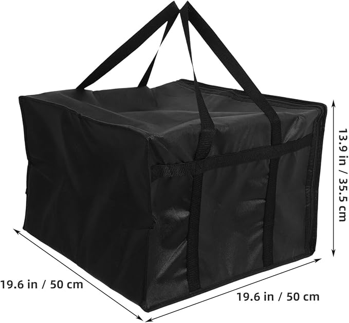 Large Capacity Insulated Pizza Bag with Double Zippers Lightweight Thermal Food Cooler for Hot and Cold Foods Portable Grocery Insulated Carry Bag