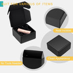 Mcfleet 4x4x2" Black Shipping Boxes - Corrugated Cardboard Mailing Box Packaging for Small Business - Tab Locking Literature Mailer Flat Empty Gift Packing Supplies 24 Pack