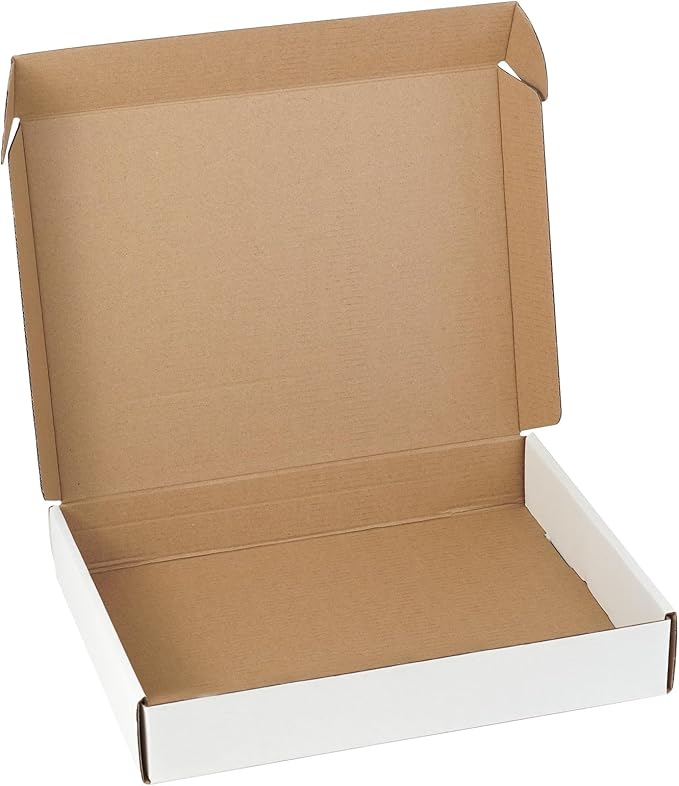 13"x10"x2" Shipping Boxes Set of 1, White Corrugated Cardboard Box Literature Mailer