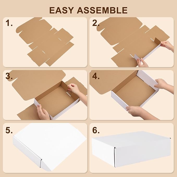 11x8x4 Inches Shipping Boxes Set of 25, White Corrugated Cardboard Box, Mailer Boxes for Small Business