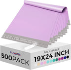 Fuxury Large Poly Mailers 19x24" 500 Pcs, Bulk Shipping Bags for Clothing, Strong Adhesive Shipping Envelopes for Small Business Suppliers,Waterproof Mailers Poly Bags Mailing Envelopes Light Purple