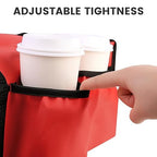 Insulated Pizza Delivery Bag with 4 Cup Holders, 24" x 6" Pizza Warmer Bag for Hot Pizza/Drinks, Pizza Carrier for Events, Large Food Delivery Carrier for Transport/Shopping/Catering, Red