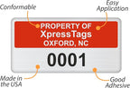 XpressTags 0.75"x1.5" Custom Asset Tags with Consecutive/Serial Number, Fixed Inventory Stickers, Brushed Metalized Silver Polyester Labels - Pack Sizes 100 to 5000, Made in USA