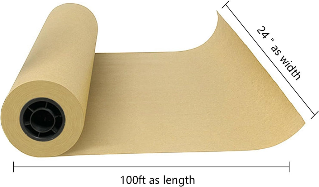Kraft Paper Roll 24" x 98ft, Brown Craft Paper 80GMS for Gift Package/Bouquet Flower Wrapping/Kids Arts Drawing/Bulletin Board/DIY/Box Moving Filler/Shipping Supplies/Table Cover, Unwaxed & Uncoated