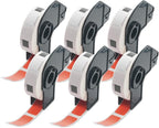 BETCKEY - Multi-Purpose Address Labels Replacement for Brother DK-1204 (0.66 in x 2.1 in), Compatible with Brother QL Label Printers [6 Rolls/2400 Labels, Red]