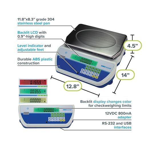 Adam Equipment CKT-M Approved Bench Checkweighing Scales for Industrial Weighing, checkweighing, Parts Counting, Setting Pricing by Weight NTEP Measurement Canada, CKT 20M, 45lb/20kg x 0.01lb/0.005kg