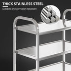 3 Shelf Stainless Steel cart,400 lbs,1MM Thick，Serving cart with Wheels, Household, Service Trolley,360°Rotation Storage Shelf with Locking Wheels 29.5 * 15.7 * 37.4'' L*W*H S.