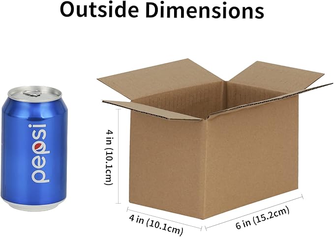 6x4x4 inches Shipping Boxes 50 Pack, Kraft Corrugated Small Cardboard Boxes for Mailing Packing, Brown