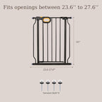 owlie Small Narrow Baby Gate for Stairs Doorways Hallways 23.6-27.6 Inch Wide Pressure Mounted Baby Gate Walk Through Child Gates Toddler Dogs Pet Indoor Stairway Doorway Black (30.5'' Tall)
