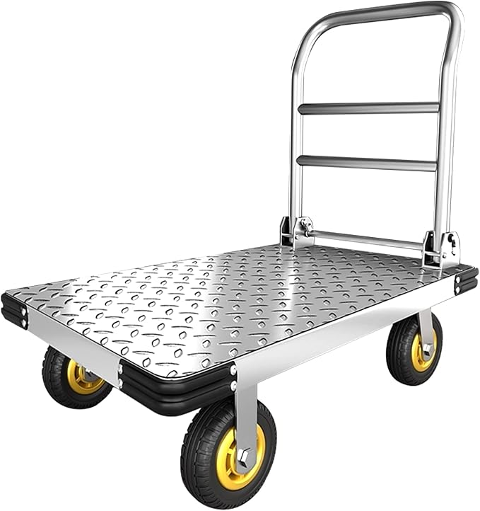 Platform Truck Heavy Duty Push Cart Dolly with 2000 LBS Capacity Foldable Moving Flatbed Cart with 6'' Swivel Wheels Large Steel Platform Dolly Cart for Groceries, Garage, Warehouse (36"X 24")