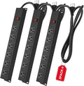 3Pack Metal Wall Mount Power Strip, Mountable Power Outlet with 6 AC Outlets, Aluminum Alloy Mount Power Socket with Switch, 6 FT SJT 3/C 14AWG Power Cord, 15A 125V 1875W (6AC)