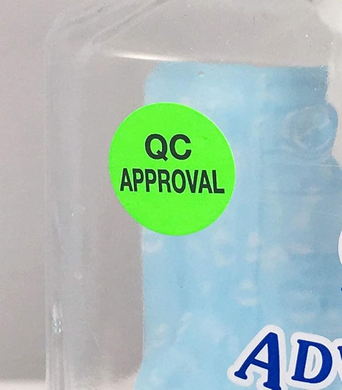 Quality Control Approval Stickers, QC Tester Labels on Fluorescent Green Paper, Suitable for Warehouse and Manufacturing, 1/2 Inch Round, 1000 Labels Per Roll