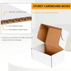 9x6x4 inch Small Shipping Boxes Set of 25, White Corrugated Cardboard Box Literature Mailer for Mailing Packing Moving and Storage